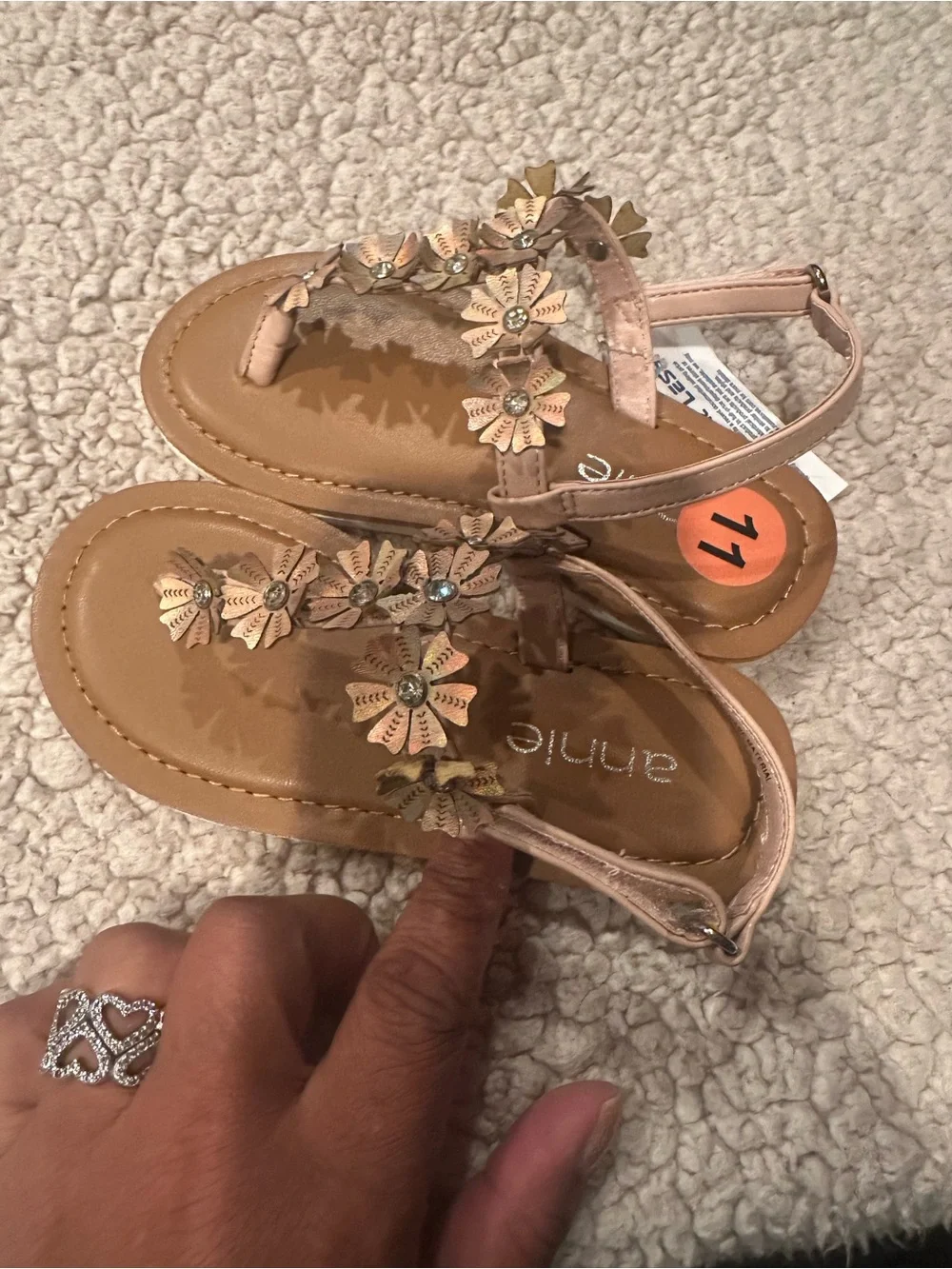 Girls' Pink Floral T-Strap Sandals